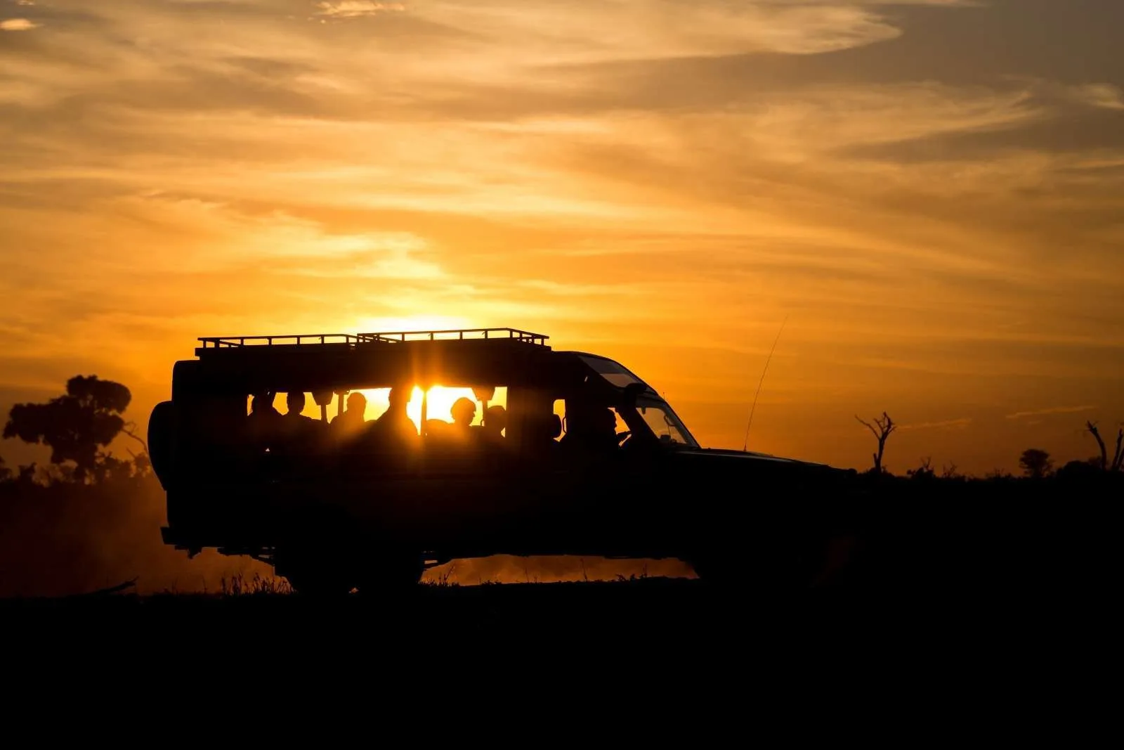 Sunset viewing on the safari plains after the safari drive