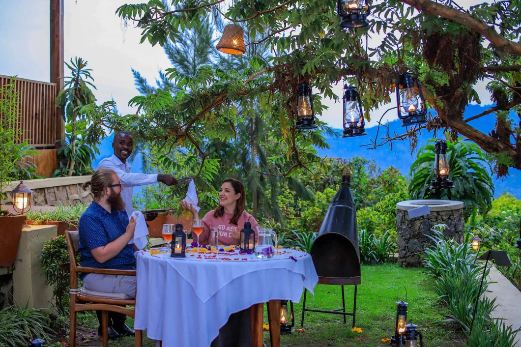 Romantic hotel for watching gorillas in africa